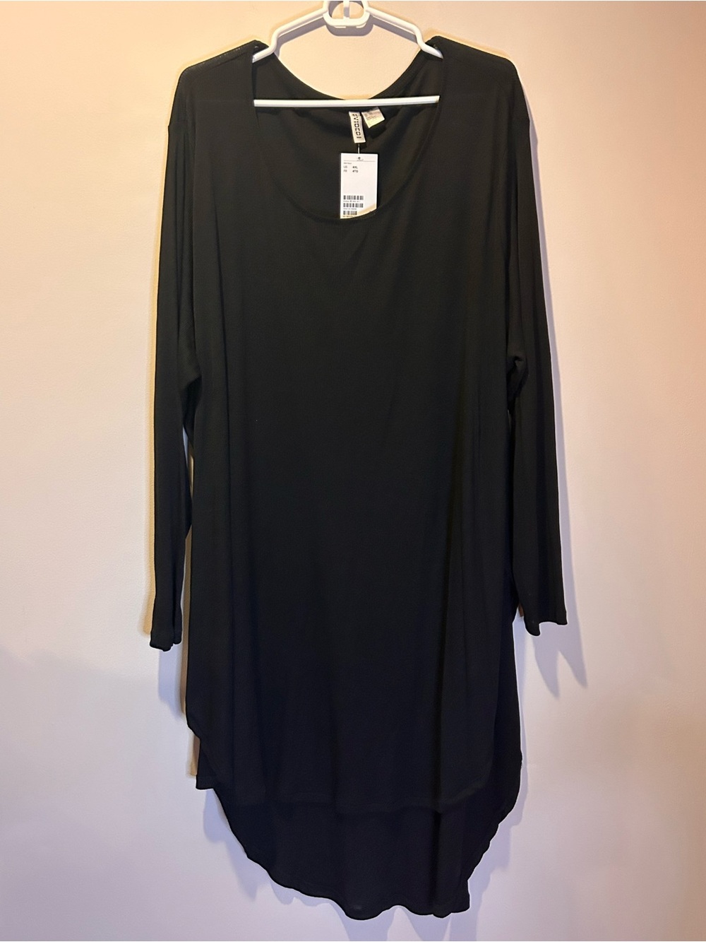 H&M Plus Size 4x Long Oversized Lightweight Ribbed Longsleeve Shirt High Low